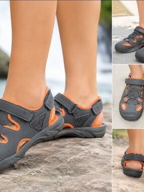 Rugged Outback Women's Sport Sandals Size 6 Gray Orange Closed Toe Hiking Water